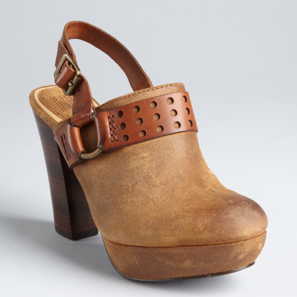 Frye Platform Clogs, Tan!